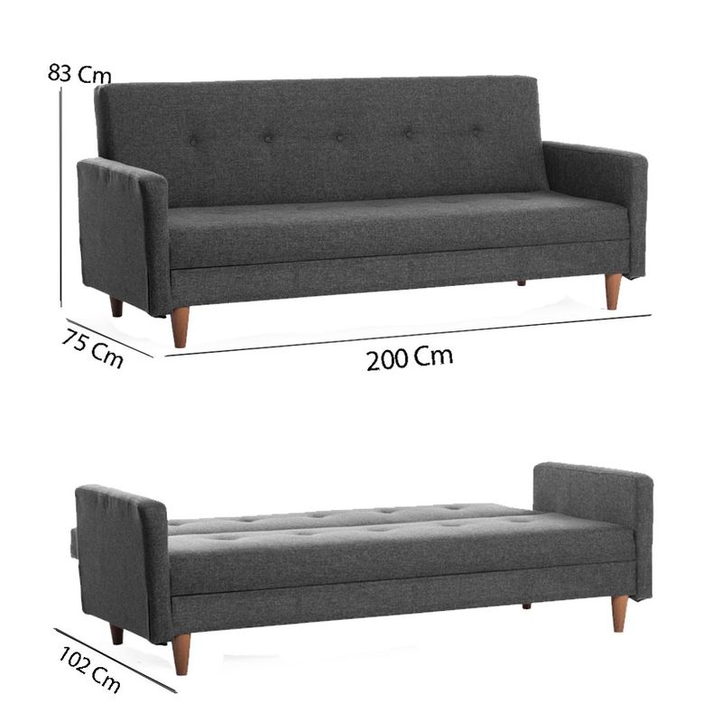 Casa si Gradina - Mobilier - Canapele si coltare - Canapele - Canapea extensibila, Atelier Del Sofa, metal, gri inchis, 200x83x75 cm - Infinity.ro