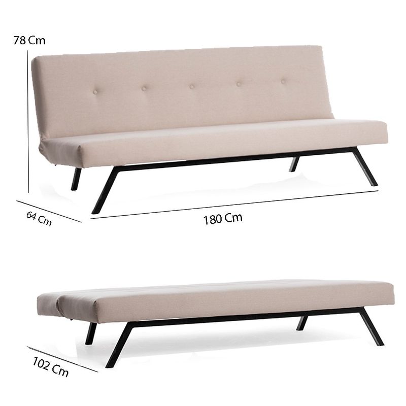 Casa si Gradina - Mobilier - Canapele si coltare - Canapele - Canapea extensibila 3 locuri, Atelier Del Sofa, metal si poliester, crem, 180x102 cm - Infinity.ro