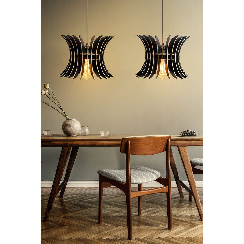 Casa si Gradina - Corpuri si surse de iluminat - Lustre si pendule - Candelabru, Opviq, mdf, negru, design aripi, 2 bucati, 22x26.5x55 cm - Infinity.ro