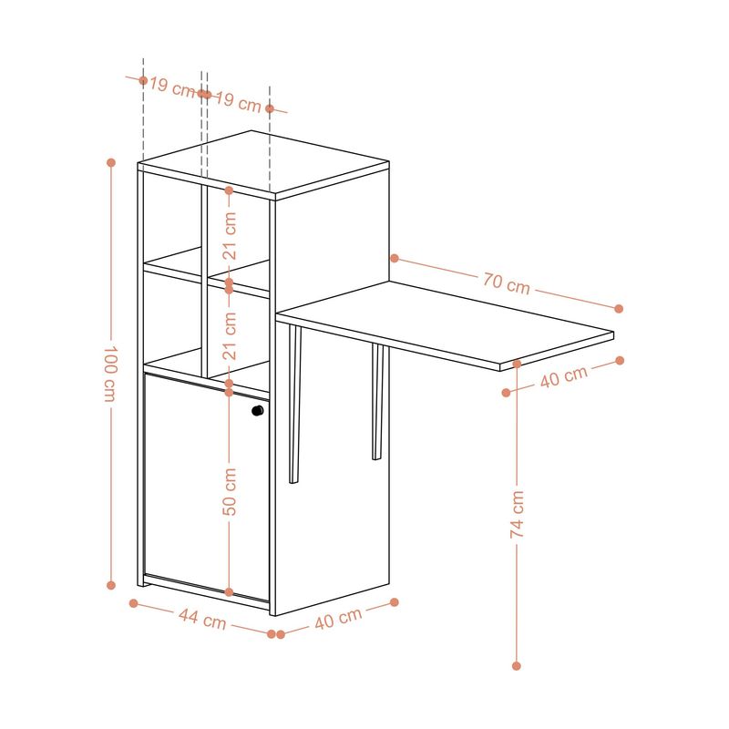 Casa si Gradina - Mobilier - Mese si birouri - Birouri - Birou de studiu, Hanah Home, panou din particule acoperit cu melamina, nuc si negru, 114x40x100 cm - Infinity.ro