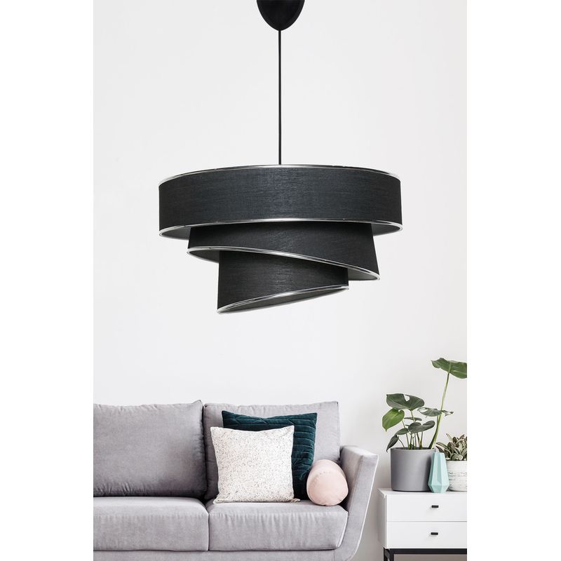 Casa si Gradina - Corpuri si surse de iluminat - Lustre si pendule - Candelabru, Opviq, metal, negru si argintiu, 40x40x72 cm, abajur bumbac - Infinity.ro