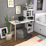 Casa si Gradina - Mobilier - Mese si birouri - Birouri - Birou de studiu, Hanah Home, pal melaminat, alb, 133x55x146.4 cm - Infinity.ro