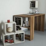 Casa si Gradina - Mobilier - Mese si birouri - Birouri - Birou de studiu, Hanah Home, panou de particule melaminat, nuc si crem, 120x65x75 cm - Infinity.ro