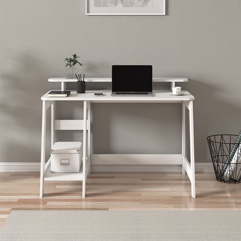 Casa si Gradina - Mobilier - Mese si birouri - Birouri - Birou de studiu, Hanah Home, pal melaminat, alb, 120x60x73 cm - Infinity.ro