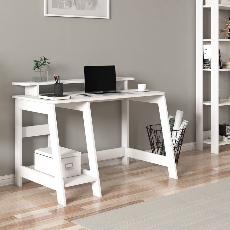 Casa si Gradina - Mobilier - Mese si birouri - Birouri - Birou de studiu, Hanah Home, pal melaminat, alb, 120x60x73 cm - Infinity.ro