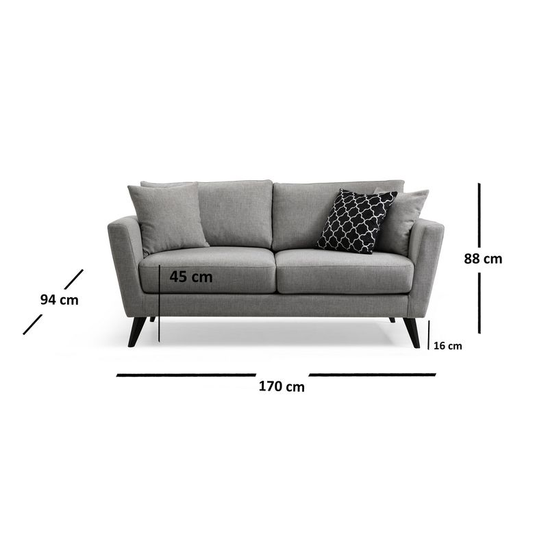 Casa si Gradina - Mobilier - Canapele si coltare - Canapele - Canapea 2 locuri, Hanah Home, lemn fag si pal, gri, 170x94x88 cm - Infinity.ro