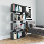 Casa si Gradina - Mobilier - Biblioteci si rafturi - Biblioteci - Biblioteca, Hanah Home, pal melaminat, antracit, 72x25x161 cm - Infinity.ro