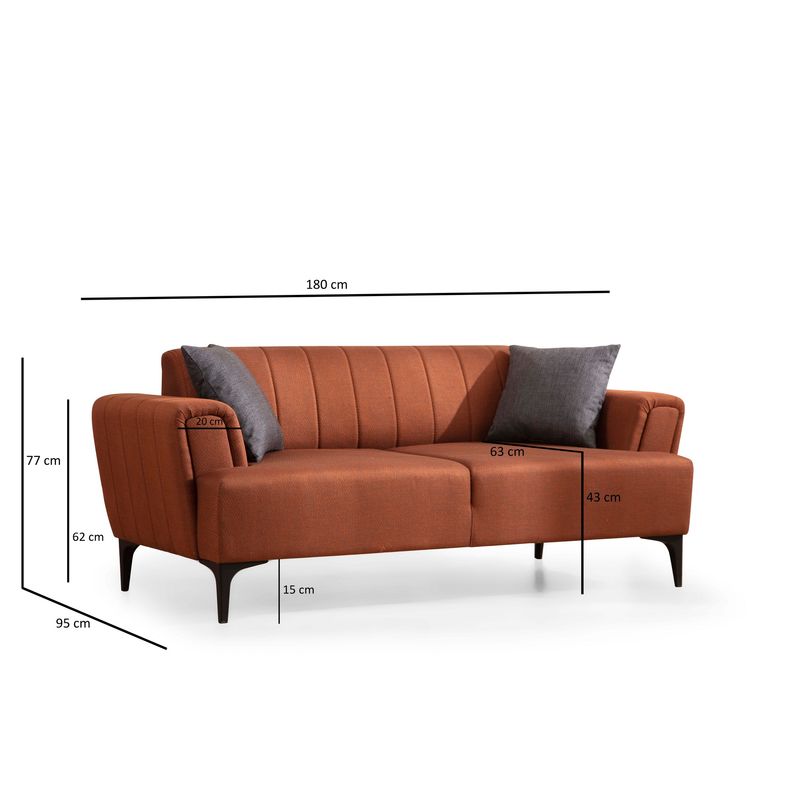 Casa si Gradina - Mobilier - Canapele si coltare - Canapele - Canapea 2 locuri, Atelier Del Sofa, lemn de fag si pal, rosu tigla, 180x95x77 cm - Infinity.ro