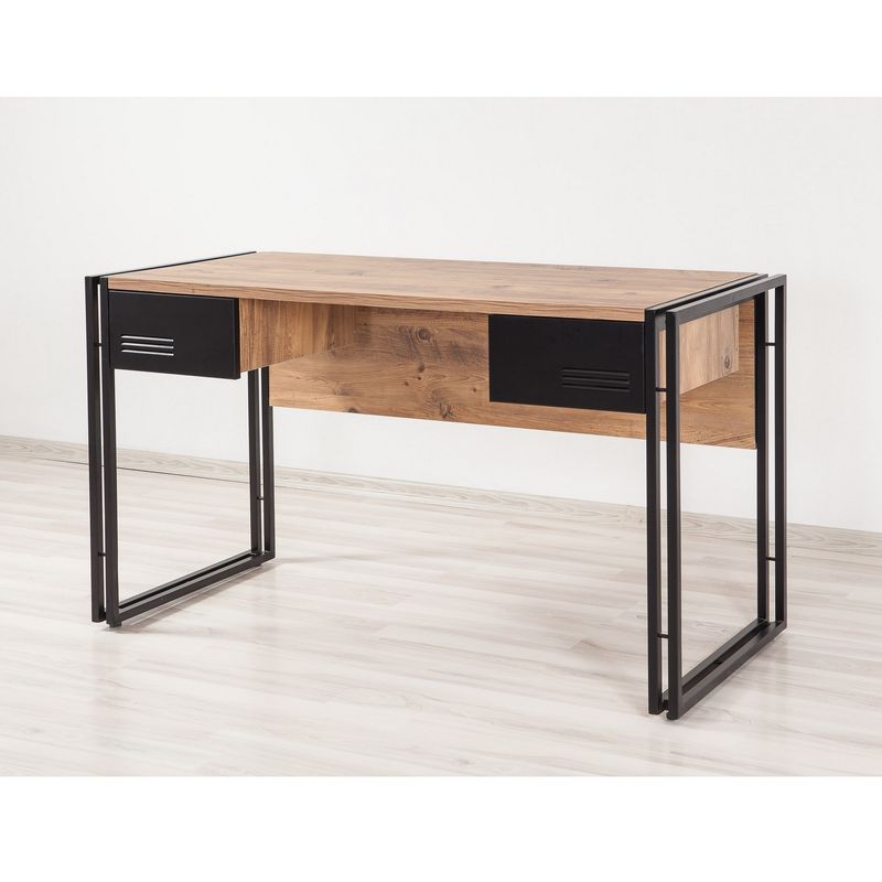 Casa si Gradina - Mobilier - Mese si birouri - Birouri - Birou, Hanah Home, pal melaminat, pin atlantic si negru, 139x60x75 cm - Infinity.ro