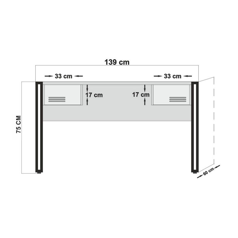 Casa si Gradina - Mobilier - Mese si birouri - Birouri - Birou, Hanah Home, pal melaminat, pin atlantic si negru, 139x60x75 cm - Infinity.ro