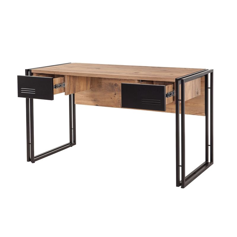Casa si Gradina - Mobilier - Mese si birouri - Birouri - Birou, Hanah Home, pal melaminat, pin atlantic si negru, 139x60x75 cm - Infinity.ro