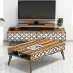 Casa si Gradina - Mobilier - Seturi de mobilier - Seturi living - Set mobilier living, Hanah Home, pal melaminat, nuc si alb, 845HCT5205 - Infinity.ro
