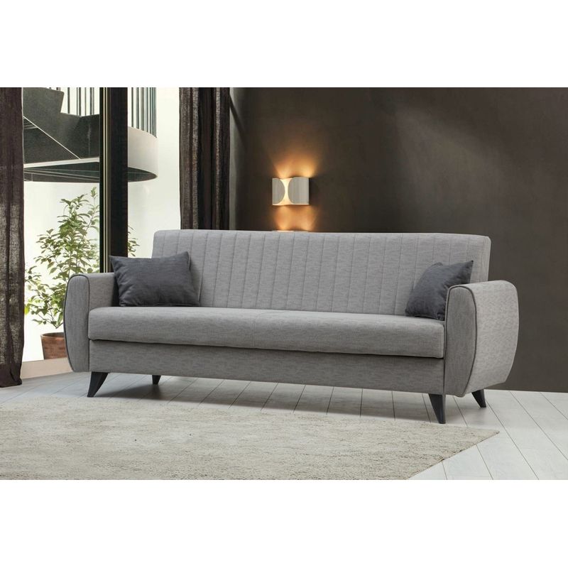 Casa si Gradina - Mobilier - Canapele si coltare - Canapele - Canapea extensibila, Atelier Del Sofa, poliester texturat, gri deschis, 214x86x77 cm - Infinity.ro