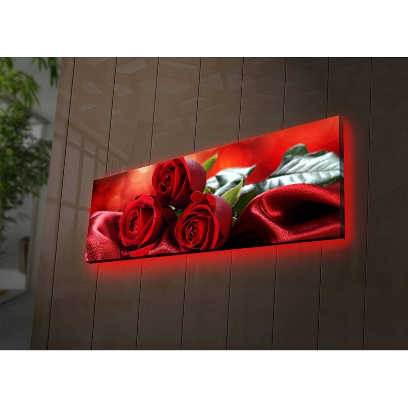 Casa si Gradina - Electrice - Tablouri electrice si accesorii - Tablou decorativ cu led, Wallxpert, panza piele de caprioara, multicolor, 30x90 cm, 239SHN3255 - Infinity.ro