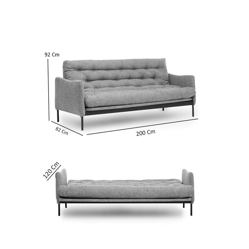 Casa si Gradina - Mobilier - Canapele si coltare - Canapele - Canapea extensibila, Atelier Del Sofa, metal si in, crem, 200x92x82 cm - Infinity.ro
