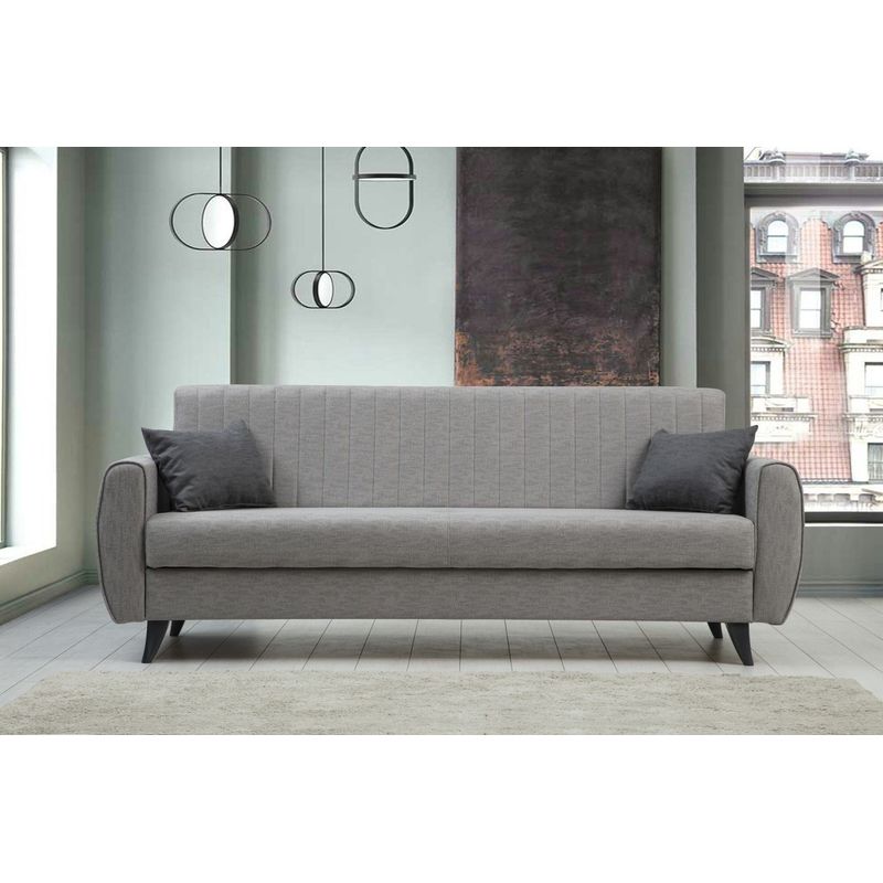 Casa si Gradina - Mobilier - Canapele si coltare - Canapele - Canapea extensibila, Atelier Del Sofa, poliester texturat, gri deschis, 214x86x77 cm - Infinity.ro