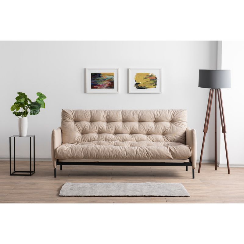 Casa si Gradina - Mobilier - Canapele si coltare - Canapele - Canapea extensibila, Atelier Del Sofa, metal si in, crem, 200x92x82 cm - Infinity.ro
