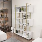 Casa si Gradina - Mobilier - Biblioteci si rafturi - Biblioteci - Biblioteca, Hanah Home, pal melaminat, alb auriu, 120x29.6x180 cm - Infinity.ro