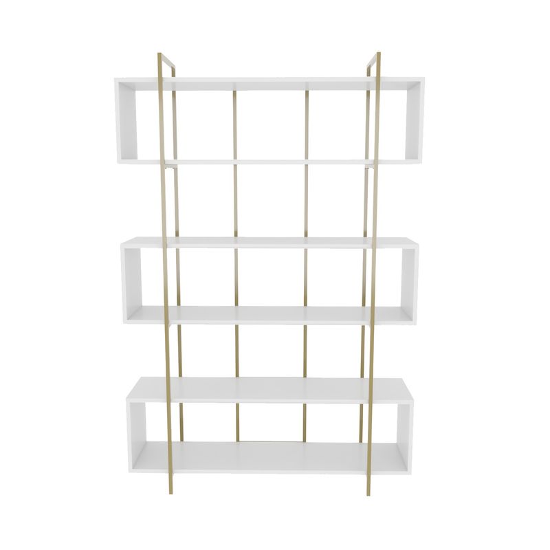 Casa si Gradina - Mobilier - Biblioteci si rafturi - Biblioteci - Biblioteca, Hanah Home, pal melaminat, alb auriu, 120x29.6x180 cm - Infinity.ro