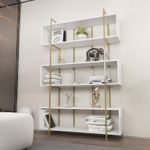 Casa si Gradina - Mobilier - Biblioteci si rafturi - Biblioteci - Biblioteca, Hanah Home, pal melaminat, alb auriu, 120x29.6x180 cm - Infinity.ro