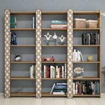 Casa si Gradina - Mobilier - Biblioteci si rafturi - Biblioteci - Biblioteca, Hanah Home, pal melaminat, nuc si crem, 184.6x24.2x170 cm - Infinity.ro