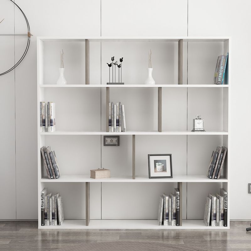 Casa si Gradina - Mobilier - Biblioteci si rafturi - Biblioteci - Biblioteca, Hanah Home, pal melaminat, alb wenge, 145.2x25x145 cm - Infinity.ro