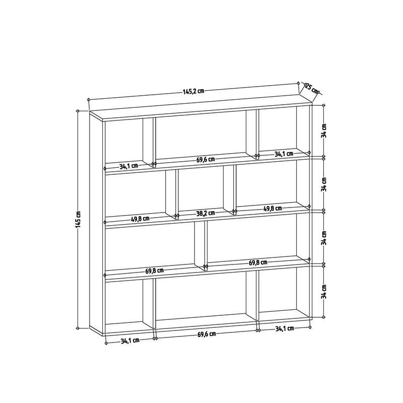 Casa si Gradina - Mobilier - Biblioteci si rafturi - Biblioteci - Biblioteca, Hanah Home, pal melaminat, alb wenge, 145.2x25x145 cm - Infinity.ro