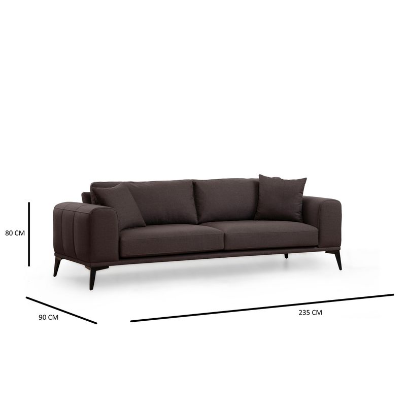 Casa si Gradina - Mobilier - Canapele si coltare - Canapele - Canapea 3 locuri, Hanah Home, lemn fag si pal, gri, 235x90x80 cm - Infinity.ro