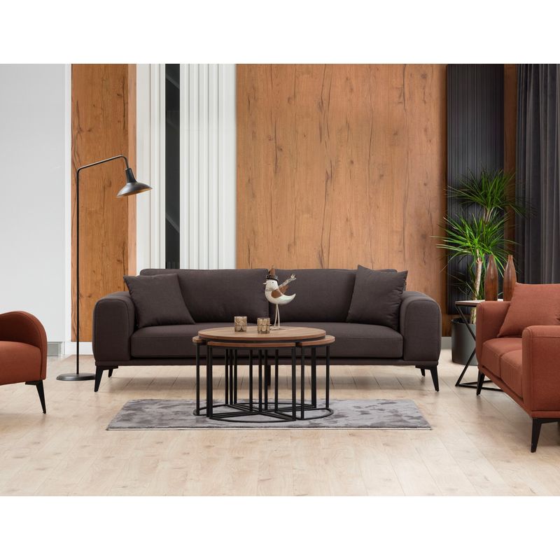 Casa si Gradina - Mobilier - Canapele si coltare - Canapele - Canapea 3 locuri, Hanah Home, lemn fag si pal, gri, 235x90x80 cm - Infinity.ro