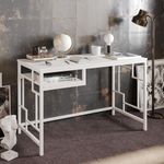 Casa si Gradina - Mobilier - Mese si birouri - Birouri - Birou de studiu, Hanah Home, panou din particule acoperit cu melamina, alb, 120x60x75 cm - Infinity.ro