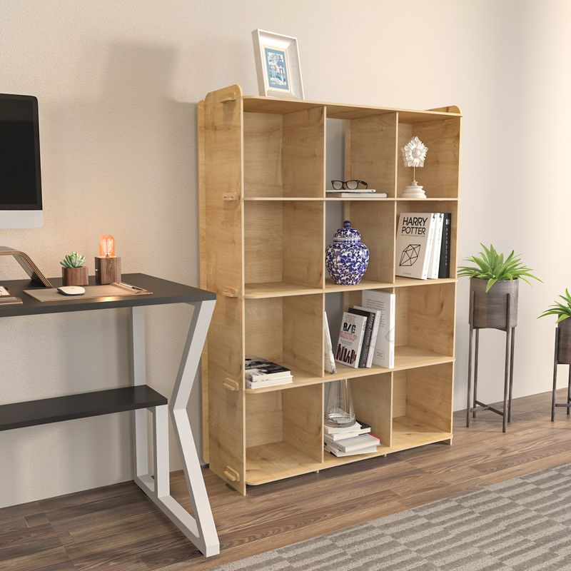 Casa si Gradina - Mobilier - Biblioteci si rafturi - Biblioteci - Biblioteca, Hanah Home, PAL melaminat, stejar, 92.5x30x132 cm - Infinity.ro