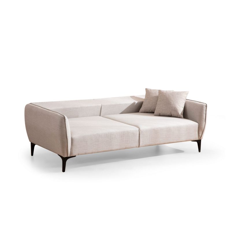 Casa si Gradina - Mobilier - Canapele si coltare - Canapele - Canapea 3 locuri, Hanah Home, lemn fag si pal, alb crem, 220x95x67 cm - Infinity.ro