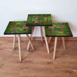 Casa si Gradina - Mobilier - Mese si birouri - Masute de cafea - Set masute de cafea, Hanah Home, mdf, verde maro, 35x35x52 cm, 481LNA2757 - Infinity.ro