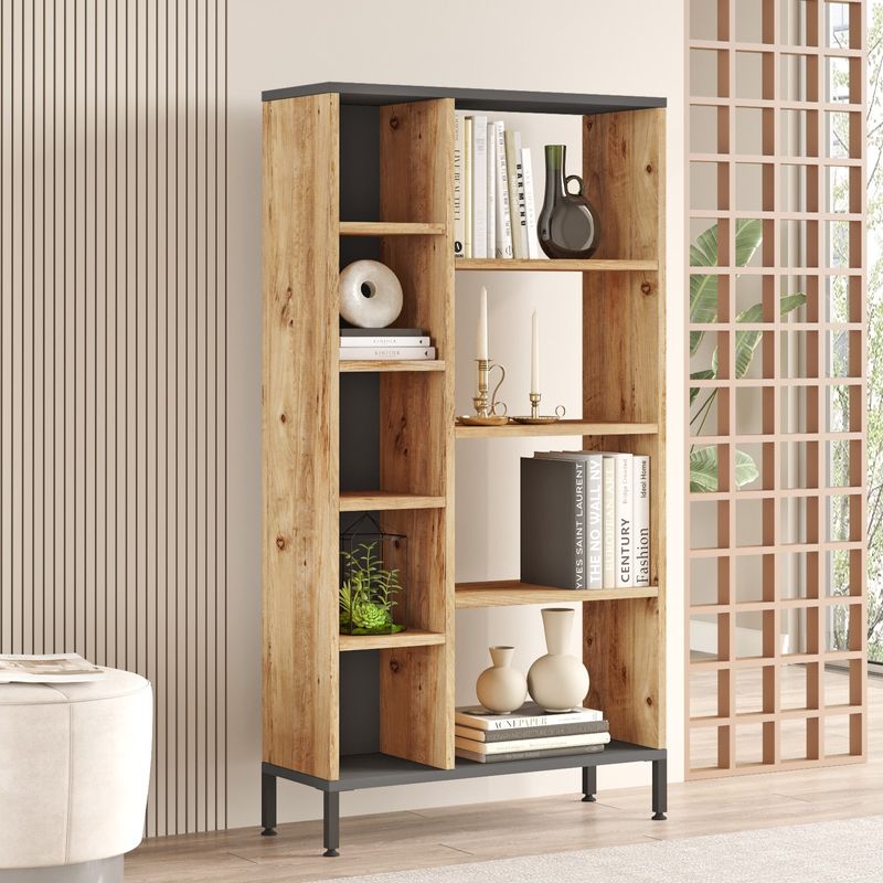 Casa si Gradina - Mobilier - Biblioteci si rafturi - Biblioteci - Biblioteca, Hanah Home, pal melaminat, pin atlantic si antracit, 72x25,5x133,6 cm - Infinity.ro