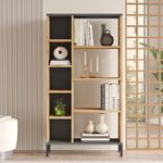 Casa si Gradina - Mobilier - Biblioteci si rafturi - Biblioteci - Biblioteca, Hanah Home, pal melaminat, pin atlantic si antracit, 72x25,5x133,6 cm - Infinity.ro