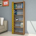 Casa si Gradina - Mobilier - Biblioteci si rafturi - Biblioteci - Biblioteca, Hanah Home, pal melaminat, nuc si galben, 64.6x24.2x170 cm - Infinity.ro