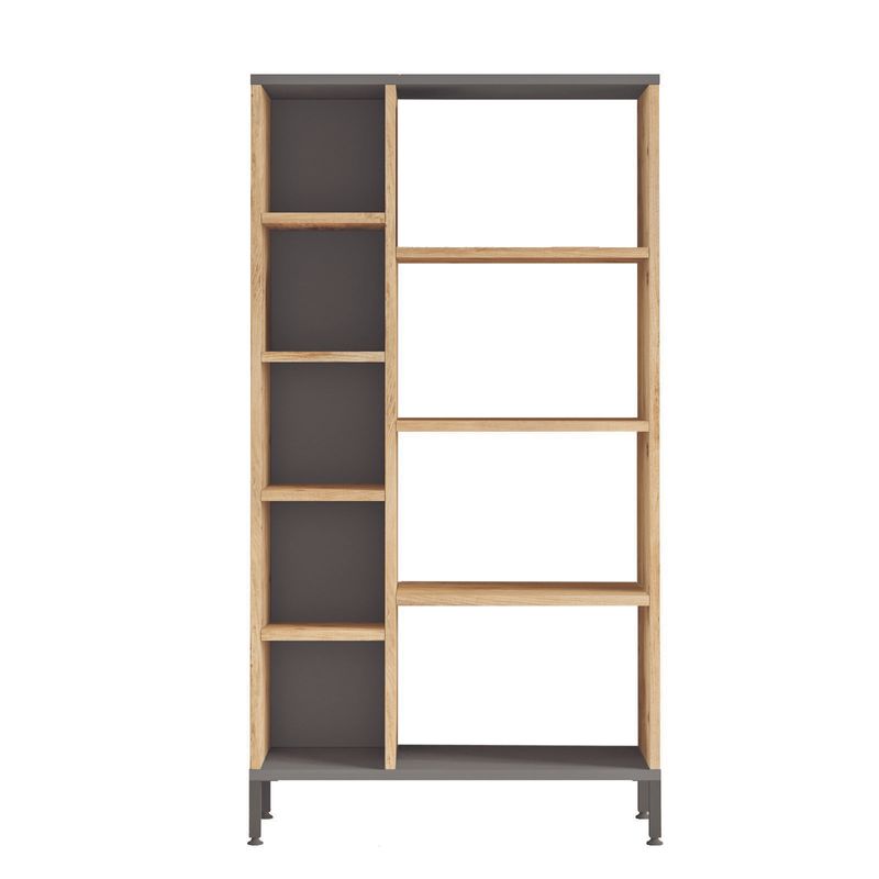 Casa si Gradina - Mobilier - Biblioteci si rafturi - Biblioteci - Biblioteca, Hanah Home, pal melaminat, pin atlantic si antracit, 72x25,5x133,6 cm - Infinity.ro