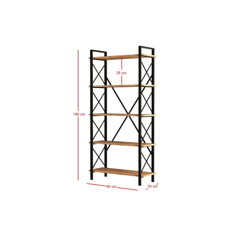 Casa si Gradina - Mobilier - Biblioteci si rafturi - Biblioteci - Biblioteca, Hanah Home, PAL melaminat, pin atlantic negru, 90x33.5x180 cm - Infinity.ro