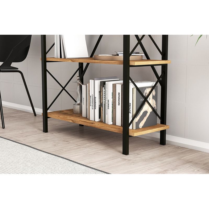 Casa si Gradina - Mobilier - Biblioteci si rafturi - Biblioteci - Biblioteca, Hanah Home, PAL melaminat, pin atlantic negru, 90x33.5x180 cm - Infinity.ro