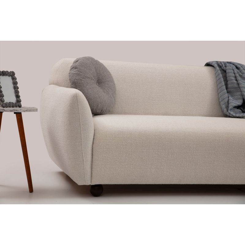 Casa si Gradina - Mobilier - Canapele si coltare - Canapele - Canapea 3 locuri, Hanah Home, lemn fag si pal, crem, 223x83x86 cm - Infinity.ro