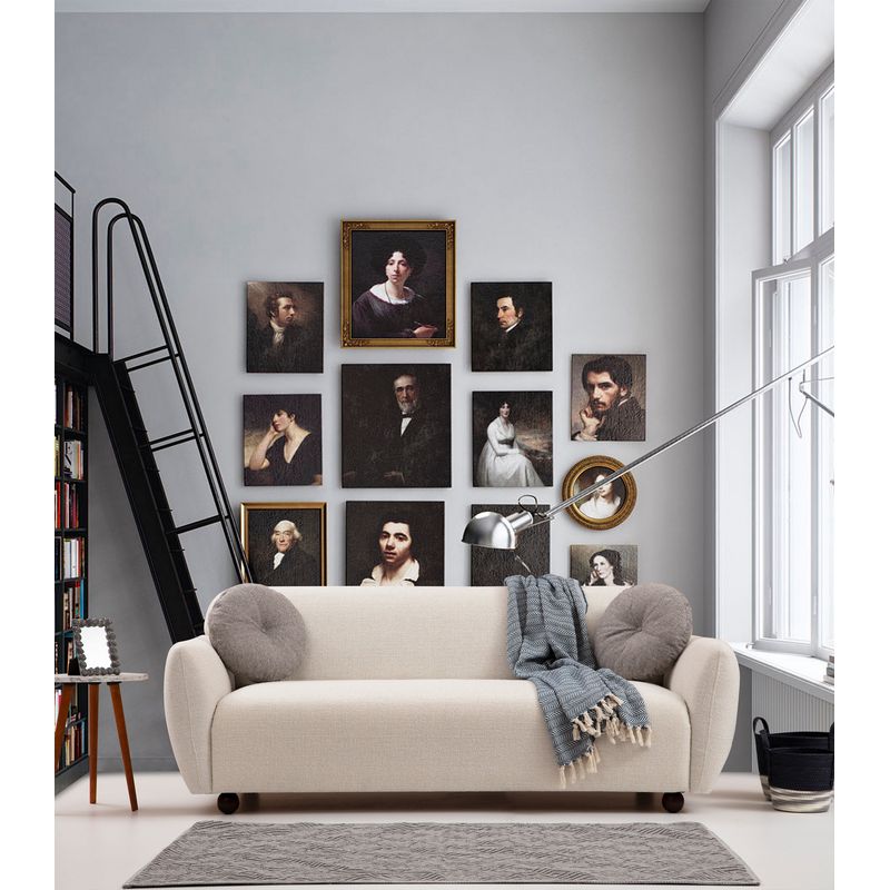 Casa si Gradina - Mobilier - Canapele si coltare - Canapele - Canapea 3 locuri, Hanah Home, lemn fag si pal, crem, 223x83x86 cm - Infinity.ro
