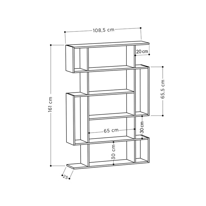 Casa si Gradina - Mobilier - Biblioteci si rafturi - Biblioteci - Biblioteca, Hanah Home, pal melaminat, stejar sonoma si antracit, 110x25,5x161 cm - Infinity.ro