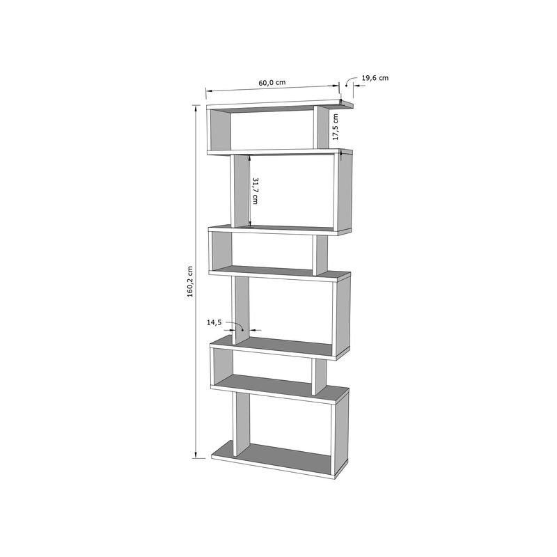 Casa si Gradina - Mobilier - Biblioteci si rafturi - Biblioteci - Biblioteca, Hanah Home, pal melaminat, alb si stejar, 60x19.6x160 cm - Infinity.ro