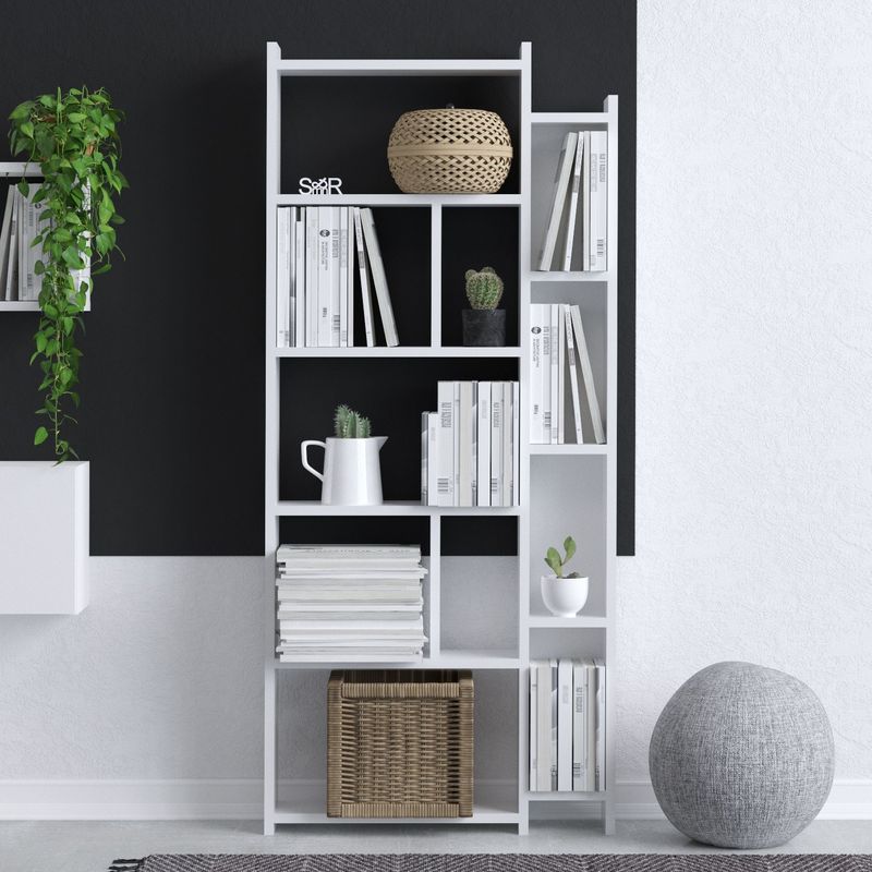 Casa si Gradina - Mobilier - Biblioteci si rafturi - Biblioteci - Biblioteca, Hanah Home, pal melaminat, alb, 65x15x150 cm - Infinity.ro