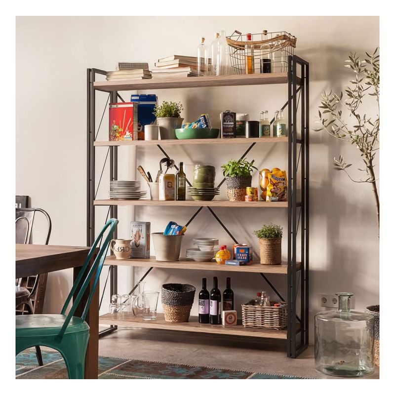 Casa si Gradina - Mobilier - Biblioteci si rafturi - Biblioteci - Biblioteca, Hanah Home, pal melaminat, pin atlantic si negru, 130x35x180 cm - Infinity.ro