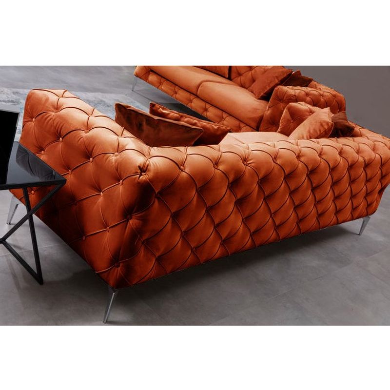 Casa si Gradina - Mobilier - Canapele si coltare - Canapele - Canapea 3 locuri, Hanah Home, lemn fag si pal, portocaliu, 237x73x90 cm - Infinity.ro