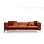 Casa si Gradina - Mobilier - Canapele si coltare - Canapele - Canapea 3 locuri, Hanah Home, lemn fag si pal, portocaliu, 237x73x90 cm - Infinity.ro