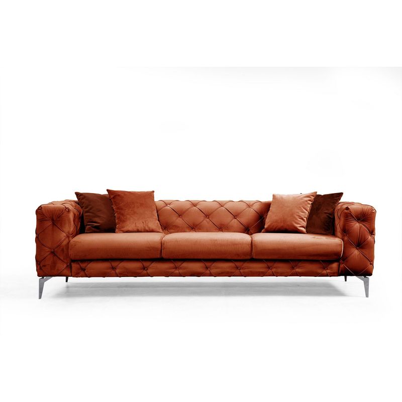 Casa si Gradina - Mobilier - Canapele si coltare - Canapele - Canapea 3 locuri, Hanah Home, lemn fag si pal, portocaliu, 237x73x90 cm - Infinity.ro