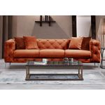 Casa si Gradina - Mobilier - Canapele si coltare - Canapele - Canapea 3 locuri, Hanah Home, lemn fag si pal, portocaliu, 237x73x90 cm - Infinity.ro