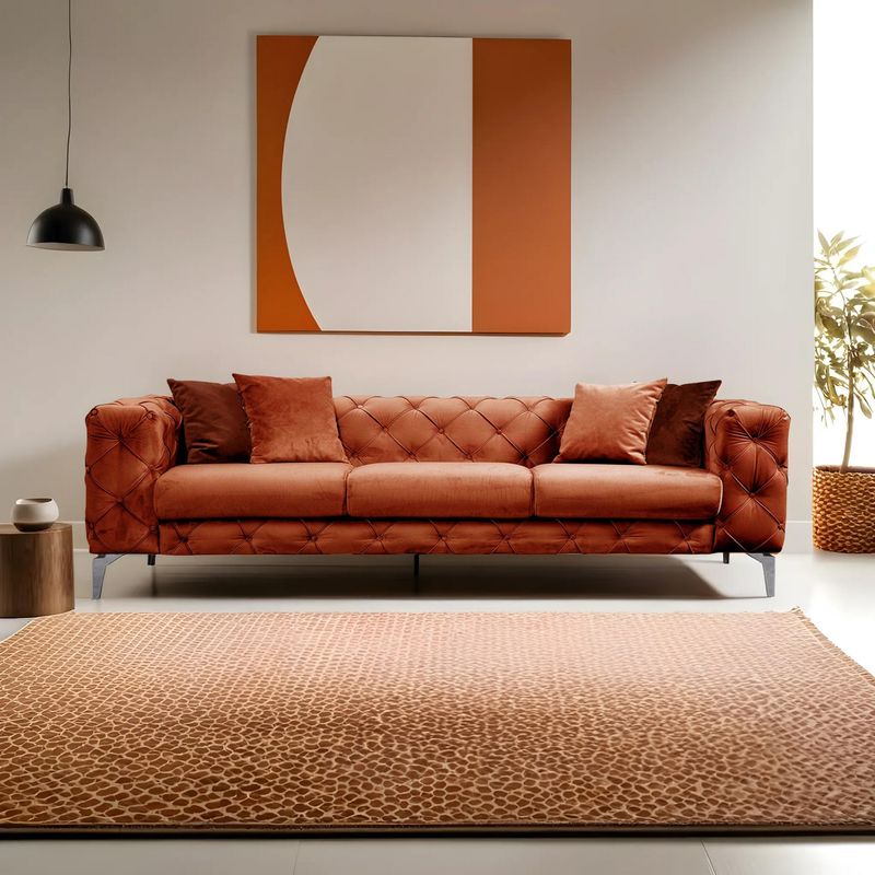 Casa si Gradina - Mobilier - Canapele si coltare - Canapele - Canapea 3 locuri, Hanah Home, lemn fag si pal, portocaliu, 237x73x90 cm - Infinity.ro